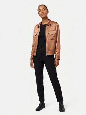 Little Moon Aritzia Blush Satin Zip-Front Oversized Jacket XS